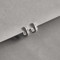 Argola click quadrada com zircônias retangulares 13mm 