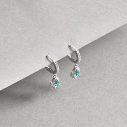 Argola click cravejada 11mm pingente zircônia gota acqua