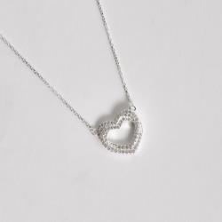 Colar entremeio 2 corações vazados cravejados 18mm corrente cadeado 40+5cm