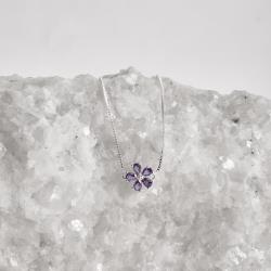 Pulseira entremeio flor cravejada ametista 11mm 16+4cm