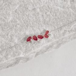 Pulseira entremeio zircônias redonda e oval cereja 27mm 16+4cm