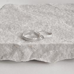 Dupla de anéis meia aliança e solitário 5mm