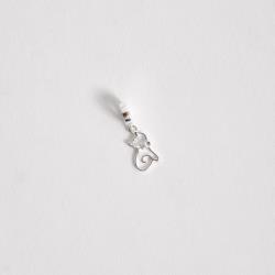 Berloque pingente gato vazado detalhe zircônia 12mm