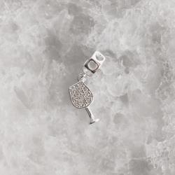 Berloque pingente taça cravejada elo corações vazados 12mm