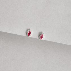 Brinco zircônia navete cereja com cravejado 9mm