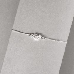 Pulseira entremeio coração cravejado 7mm v12 16cm com alongadora