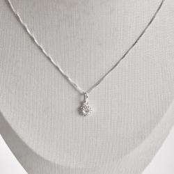 Colar pingente zircônia redonda cristal com cravejado 7mm 45cm