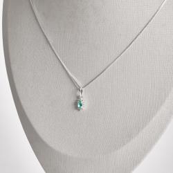 Colar pingente zircônia navete acqua com cravejado 9mm 45cm