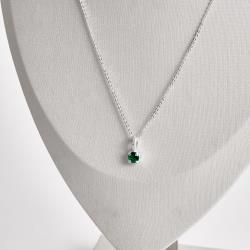 Colar pingente zircônia redonda esmeralda 5mm elo cravejado corrente cadeadinho 40cm