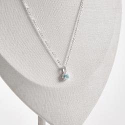 Colar pingente zircônia redonda azul 5mm elo cravejado corrente cadeadinho 40cm