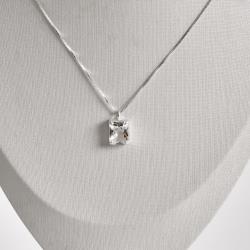 Colar pingente zircônia retangular cristal 10mm 45cm