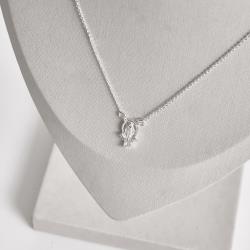 Colar entremeio medalha Nsa.Sra das Graças cravejada 15mm corrente cadeadinho 40+5cm