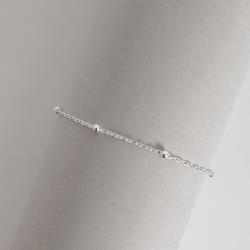 Pulseira entremeios bolas 3mm corrente cadeado 19cm