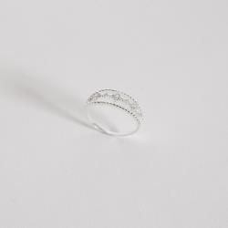 Anel fio triplo bolinhas e trevos cravejados