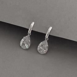 Brinco base com zircônia gota cristal 12mm