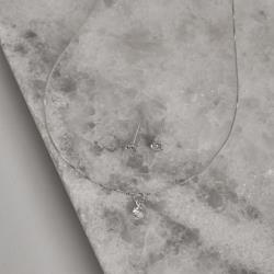 Conjunto brinco e colar zircônia redonda 5mm 40cm