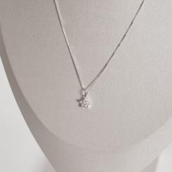 Colar pingente flor com zircônias 8mm 40cm