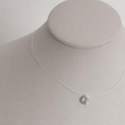 Colar nylon moissanite 8mm 40+5cm ródio