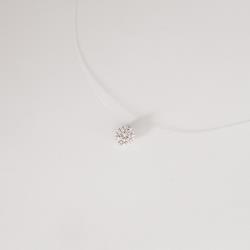 Colar nylon moissanite 6.5mm 40+5cm ródio