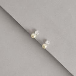 Brinco zircônia e pérola 13mm