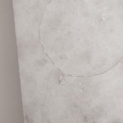 Colar zircônia coração cristal embutida 6mm 40cm