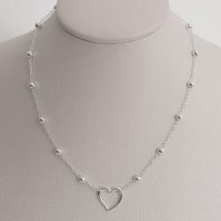 Choker entremeio bolas e coração vazado 14mm com extensor