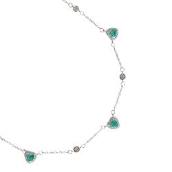 Colar entremeios zircônia redonda e zircônia coração turmalina com cravejado 7mm corrente cadeado 40+5cm