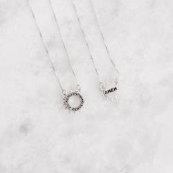 Escapulário placas pai, filho, Espírito Santo Amém v12 60cm