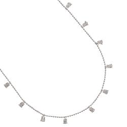 Colar micro bolas com pingentes zircônias gota 5mm 40+5cm