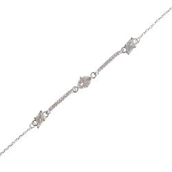 Pulseira entremeios zircônias com palitos cravejados 16+4cm