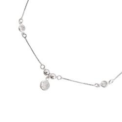 Pulseira entremeio bolas e zircônias com pingente zircônia 6mm