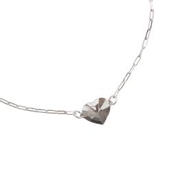 Pulseira entremeio coração facetado 10mm corrente cartier