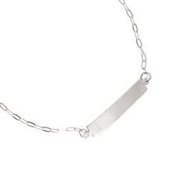 Pulseira infantil placa corrente cadeado 15cm