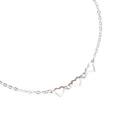 Pulseira entremeio corações vazados 6mm corrente cadeado 19cm