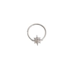 Piercing argola com estrela 8 pontas cravejada 11mm