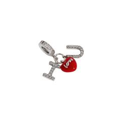 Berloque pingentes I love U cravejados resina