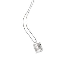 Colar pingente zircônia retangular cristal 10mm 45cm