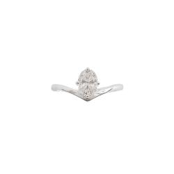 Anel v solitário moissanite oval 5x7mm