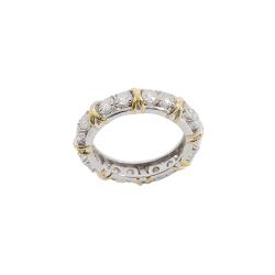 Anel aliança cravejada com moissanites 3mm ródio