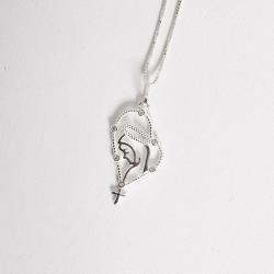 Colar pingente terço Nsa. Sra. de Fátima 25mm 45cm