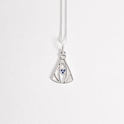 Colar pingente Nsa. Sra. Aparecida detalhe cravejado 20mm 45cm