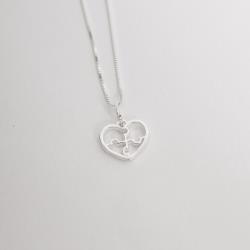 Colar pingente coração símbolo autismo 13mm 45cm