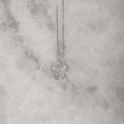 Colar pingente borboleta com zircônia 11mm 45cm
