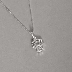 Colar pingente menina cravejada 12mm 40cm