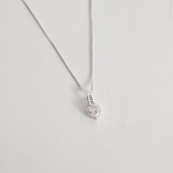 Colar pingente zircônia coração com cravejado cristal 7mm 40cm