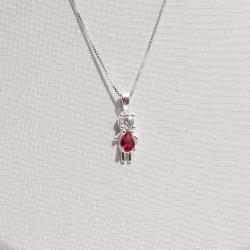 Colar pingente menina zircônia cereja 13mm 45cm