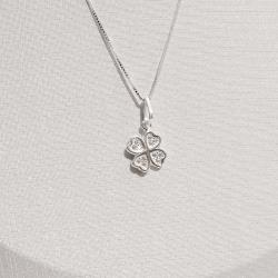 Colar pingente trevo com zircônias 11mm 45cm
