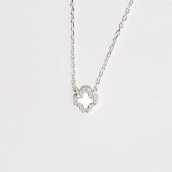 Colar trevo madrepérola com cravejado 7mm 40cm com extensor