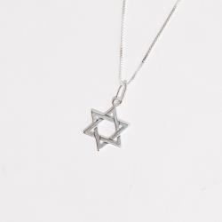 Colar pingente estrela de Davi 14mm 45cm