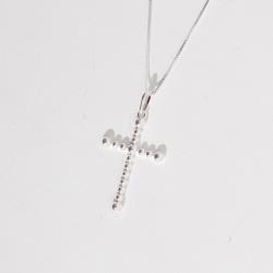 Colar pingente cruz fio bolinhas 30mm 45cm